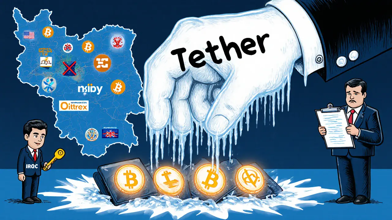 Tether hand freezing Iranian wallets while OFAC and Iran&#039;s central bank watch.