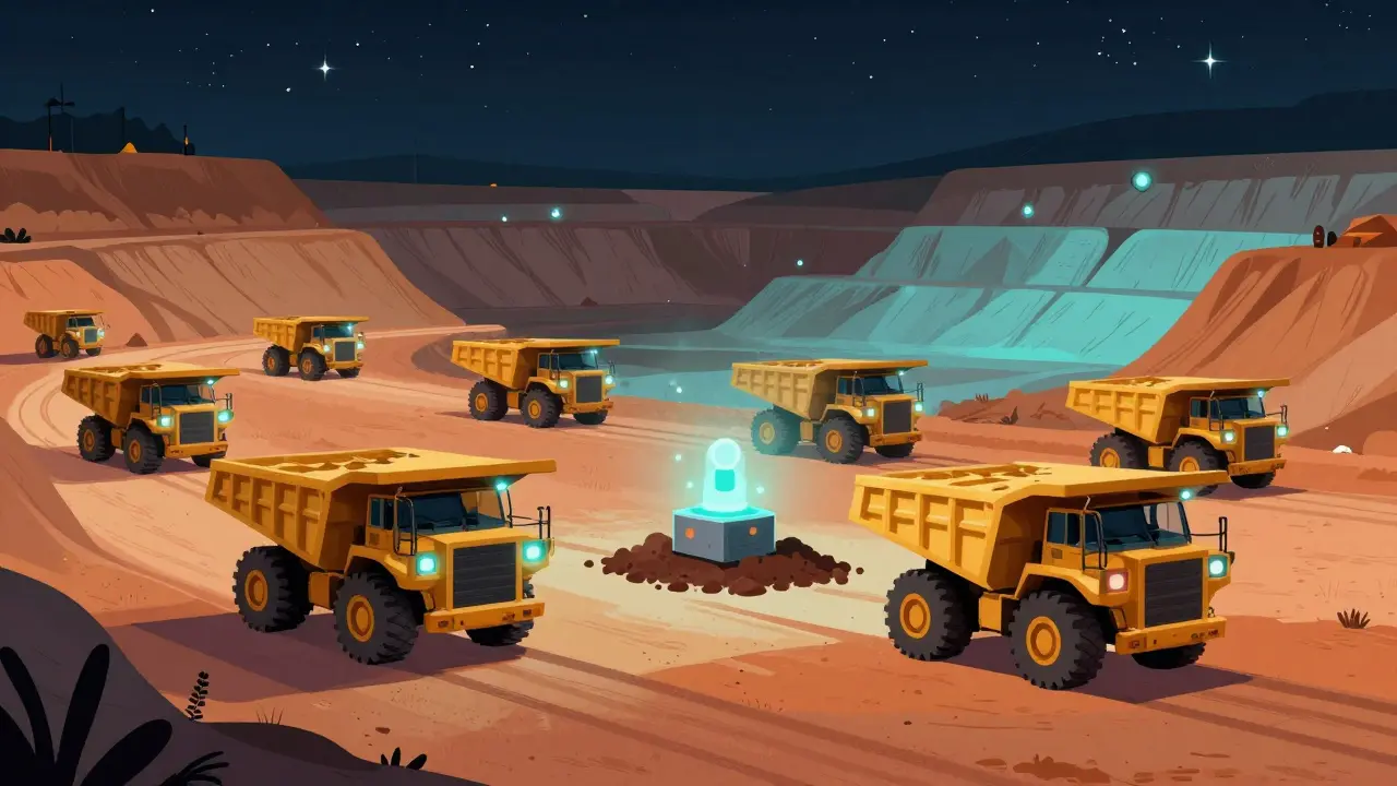 Autonomous mining trucks operating at night with robot eyes