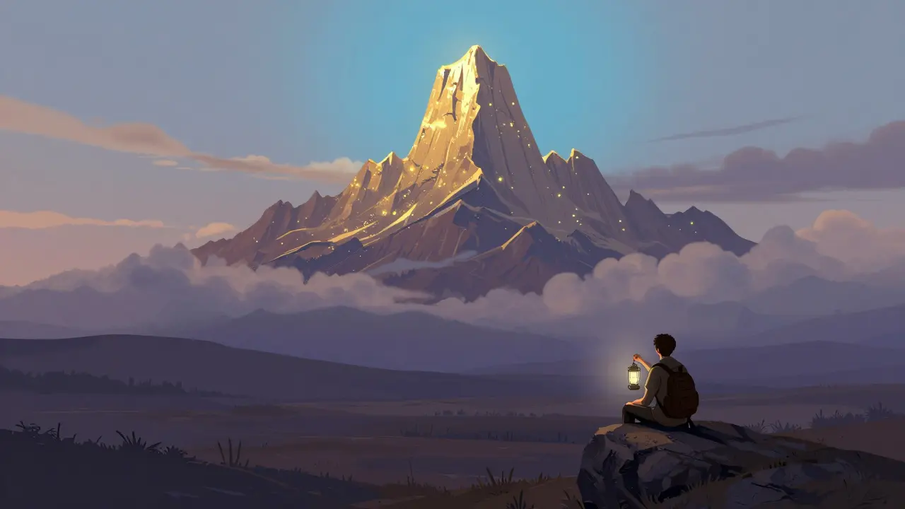 Visual metaphor depicting a massive price drop from a mountain peak to a valley floor.