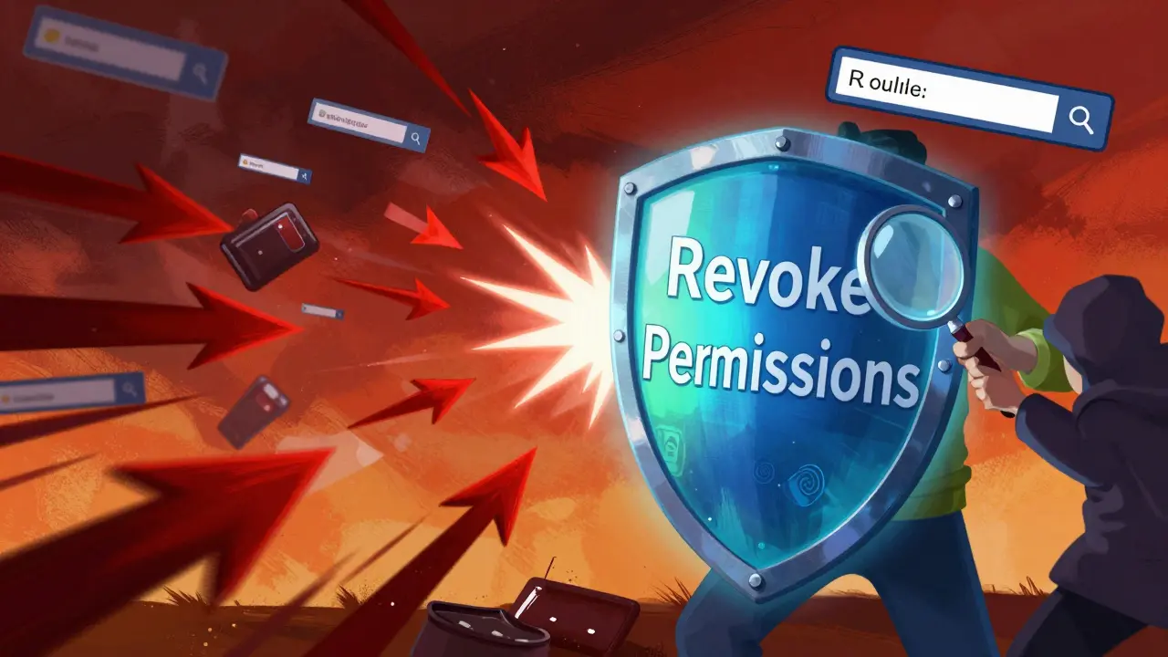 A character using a shield to block malicious wallet attack arrows.
