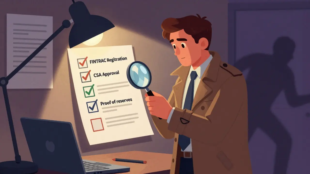 Detective checking regulatory compliance list for crypto safety
