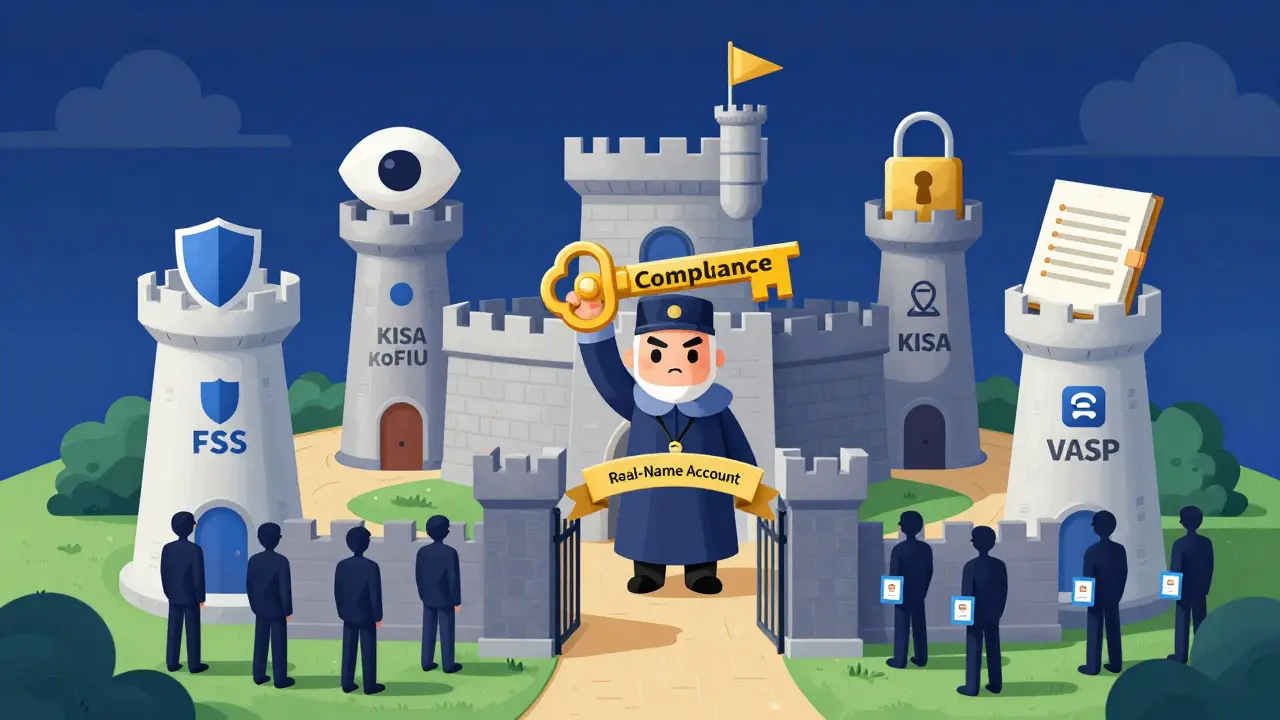 Illustration of Korean crypto regulators blocking anonymous users