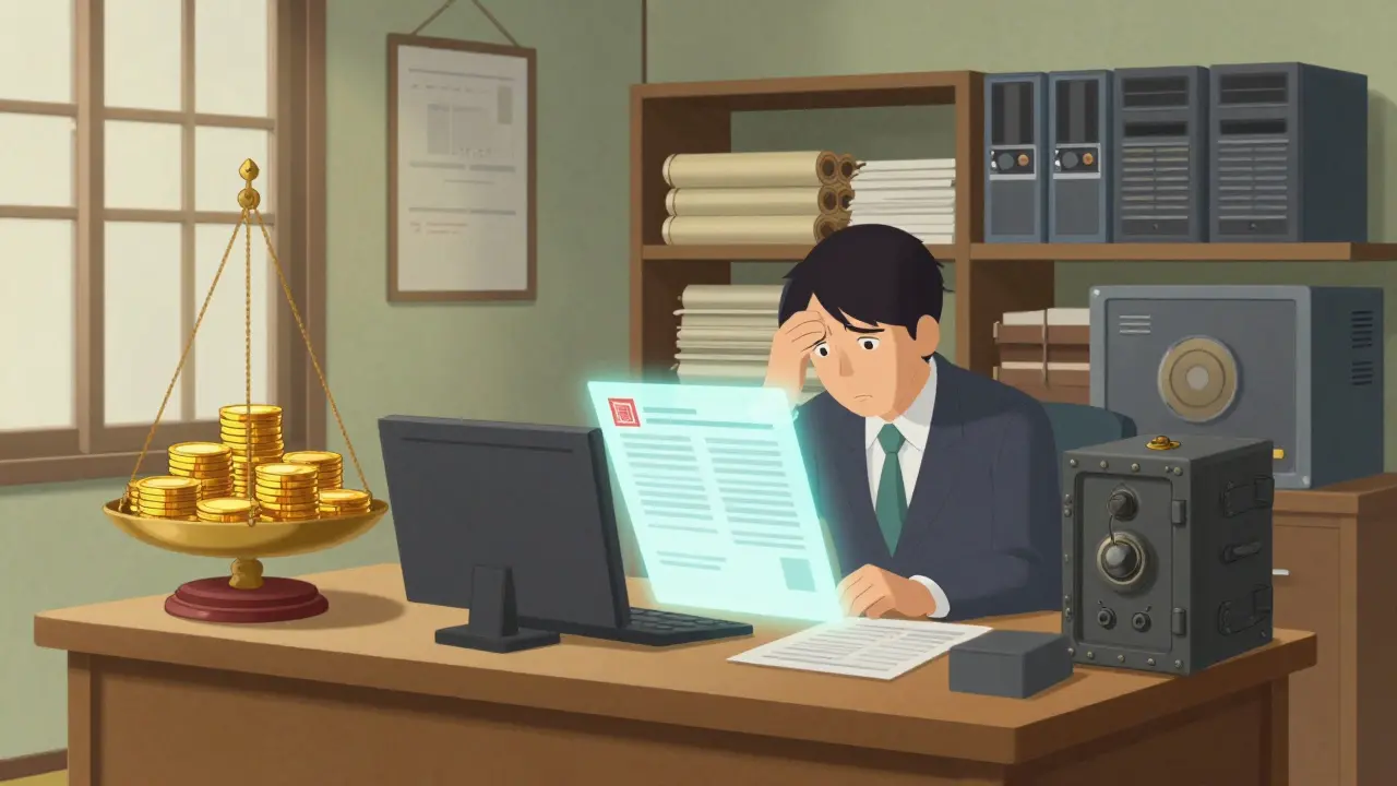 Manager balancing costs and compliance in a Japanese office setting