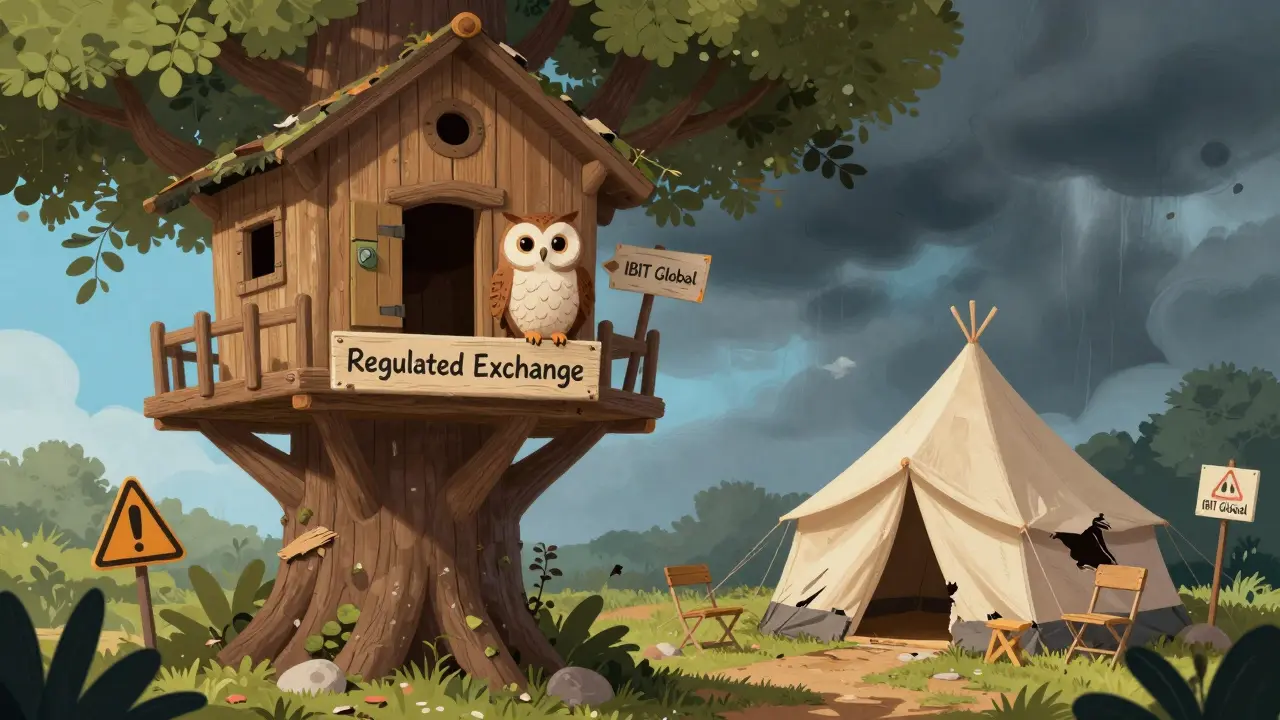 Wise owl in a secure treehouse contrasting with a crumbling, unsafe tent