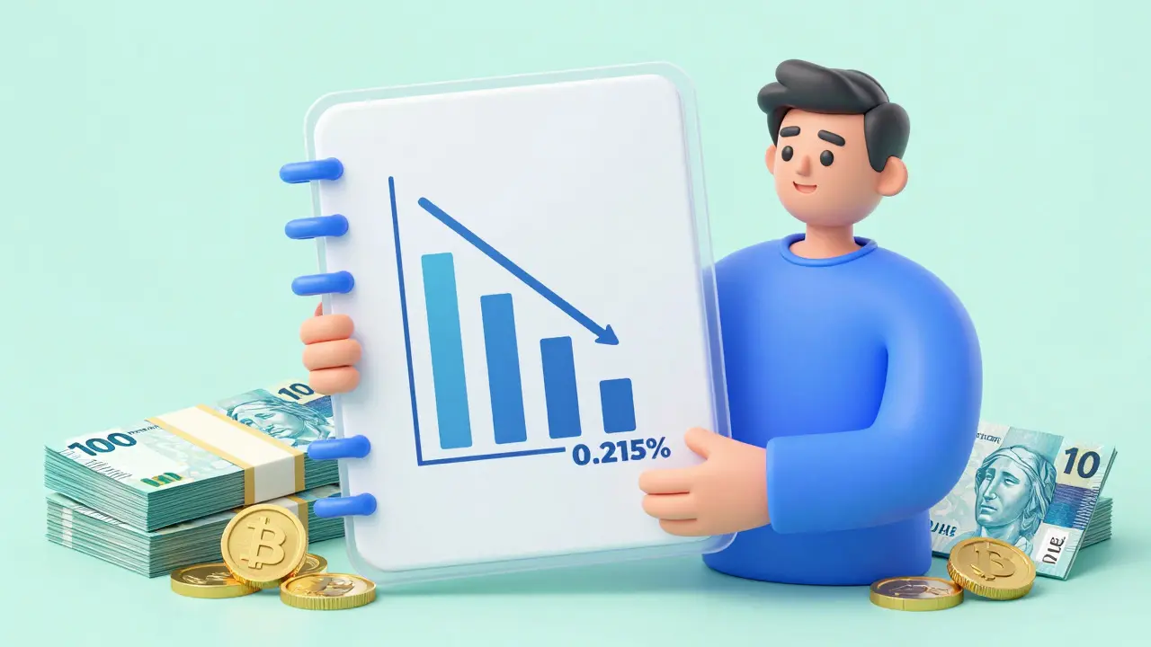 Digital assistant showing low fee tiers with Brazilian Reais and Euros