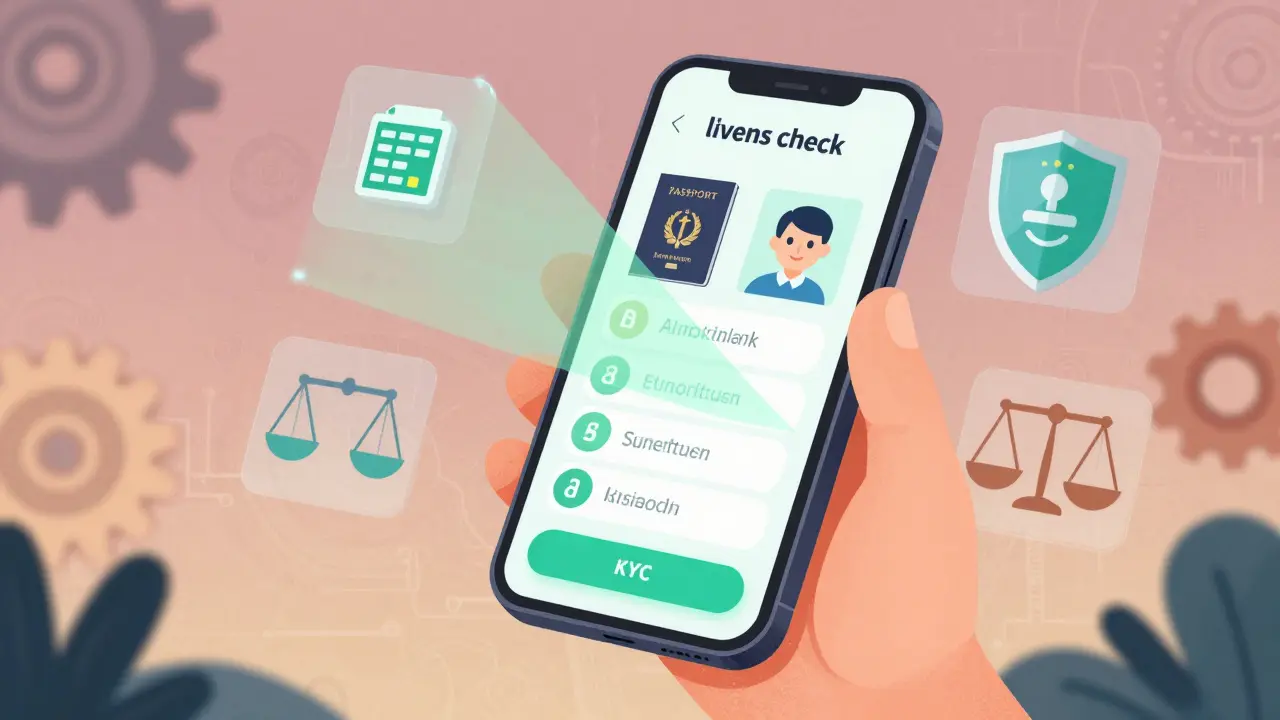 Magical illustration of a phone performing AI-powered identity verification steps